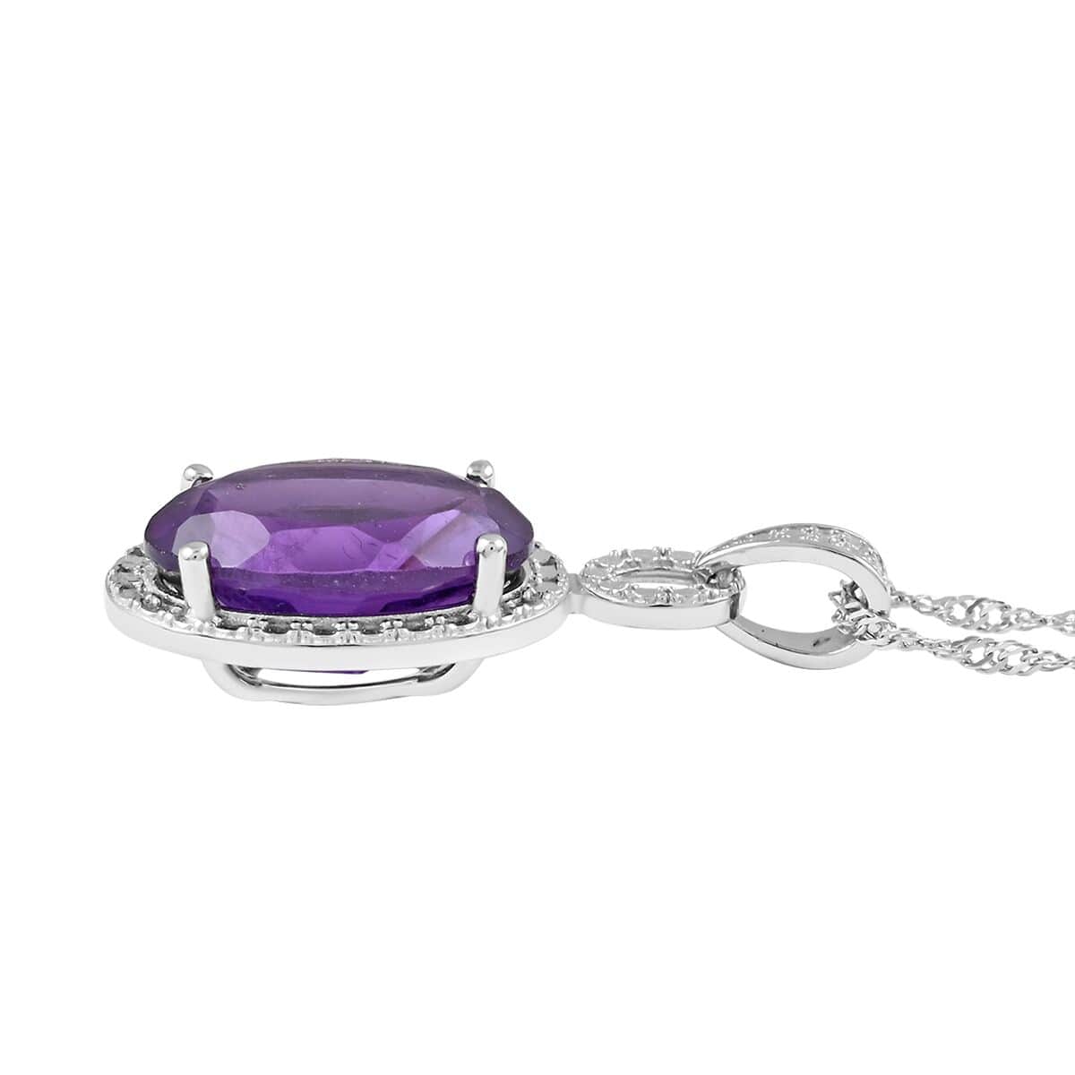 Amethyst Pendant Necklace 18 Inches in Rhodium Over Sterling Silver 8.00 ctw image number 2