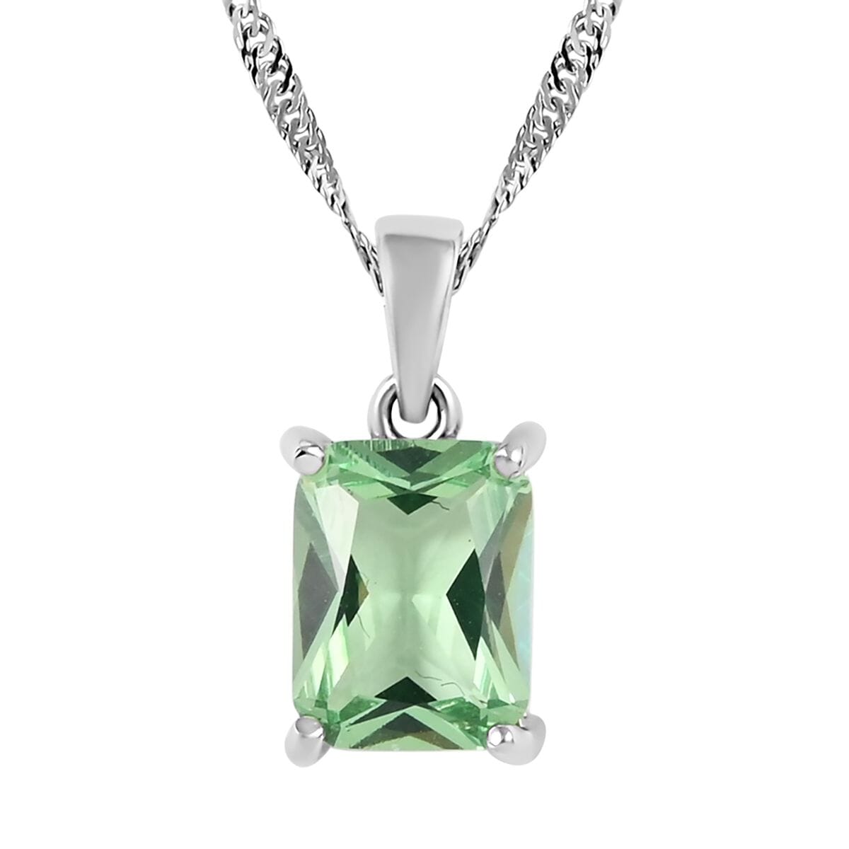 Simulated Green Diamond Earrings and Pendant Necklace 18 Inches in Rhodium Over Sterling Silver 13.35 ctw image number 2