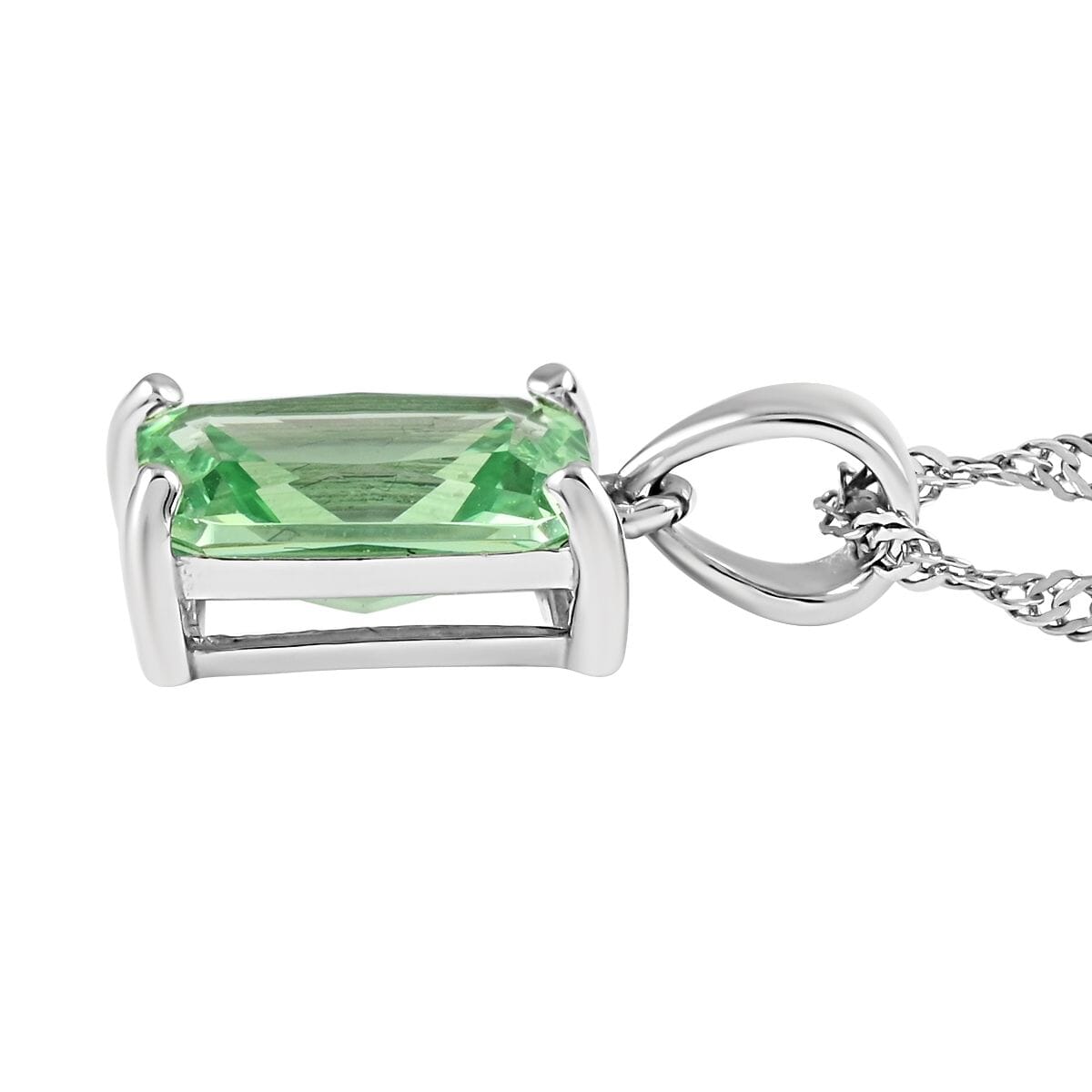 Simulated Green Diamond Earrings and Pendant Necklace 18 Inches in Rhodium Over Sterling Silver 13.35 ctw image number 3