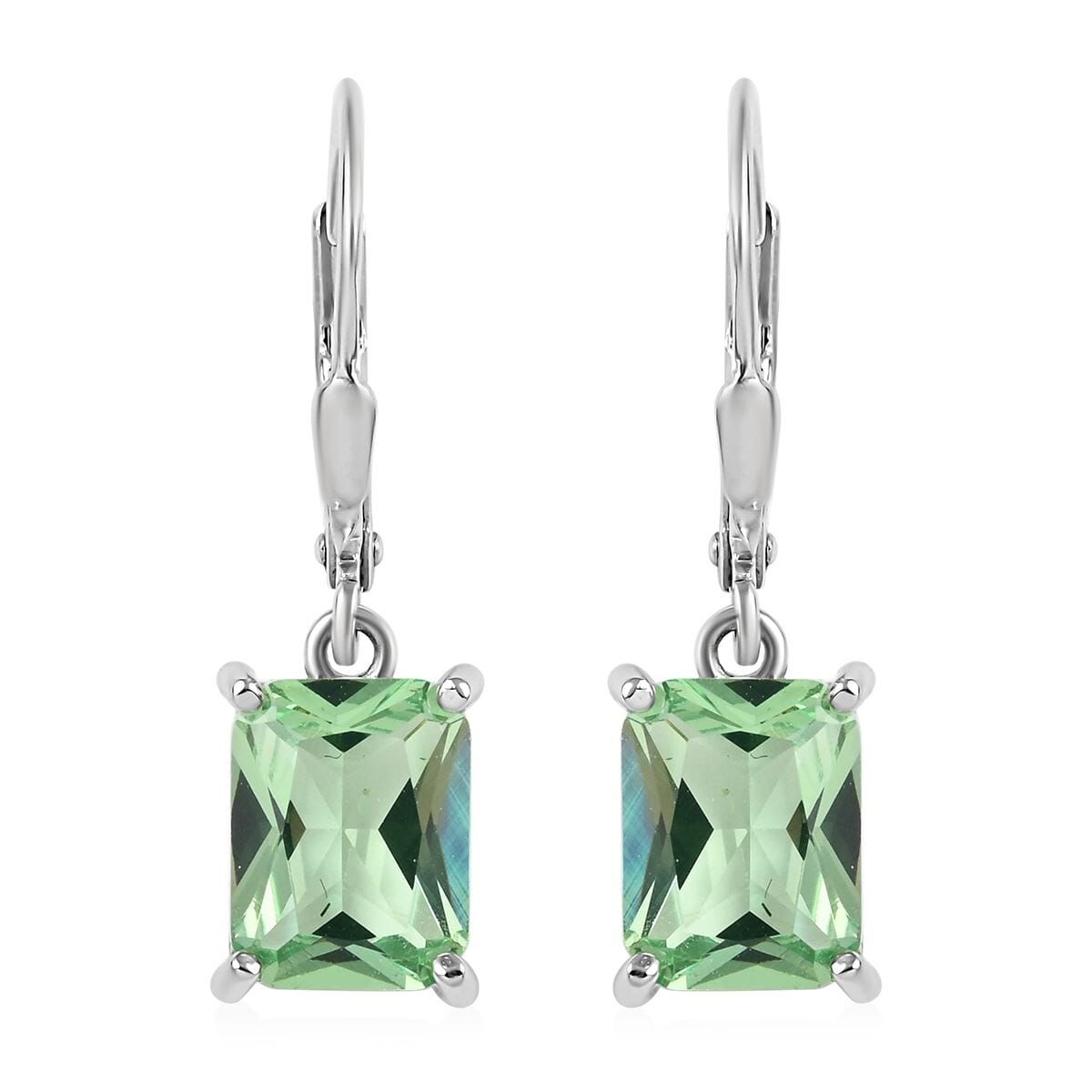 Simulated Green Diamond Earrings and Pendant Necklace 18 Inches in Rhodium Over Sterling Silver 13.35 ctw image number 4