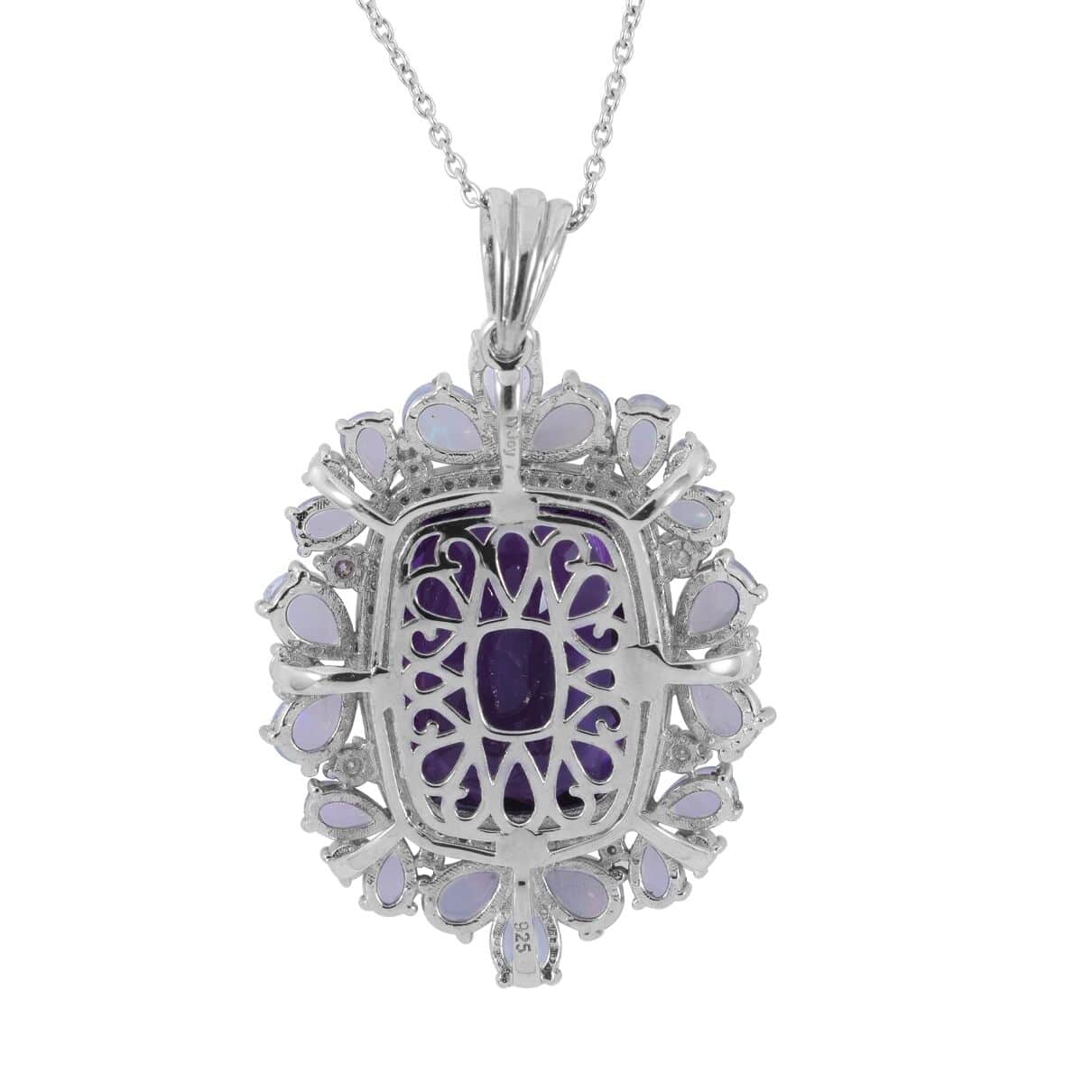 AAA Amethyst and Multi Gemstone Pendant Necklace 18 Inches in Platinum Over Sterling Silver 7.5 Grams 24.85 ctw image number 3