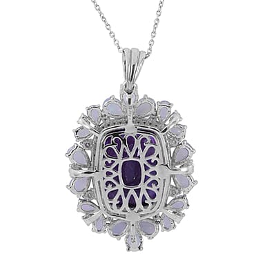 AAA Amethyst and Multi Gemstone Pendant Necklace 18 Inches in Platinum Over Sterling Silver 24.85 ctw