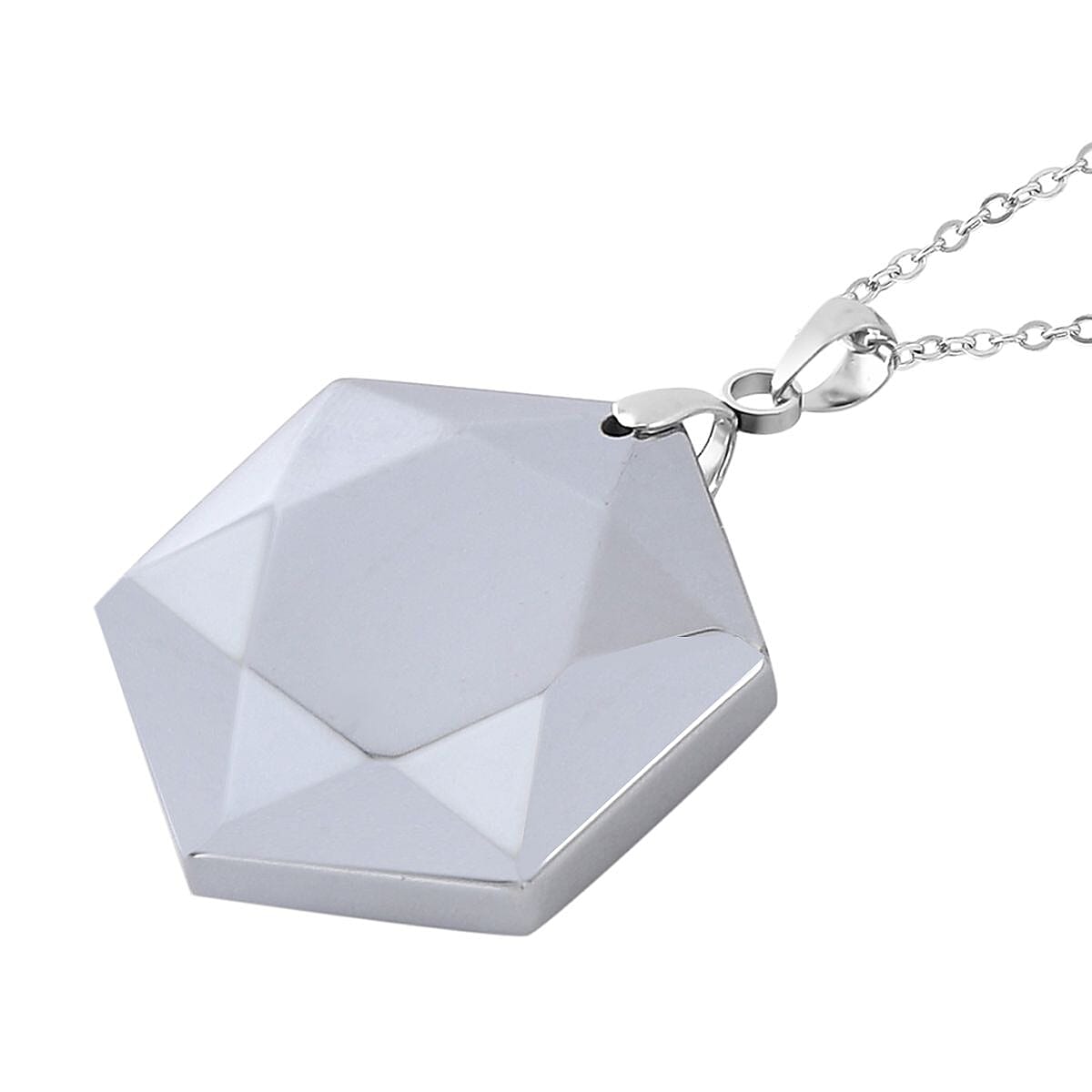Terahertz Trapezoid Pendant Necklace 20 Inches in Stainless Steel 45.00 ctw image number 3