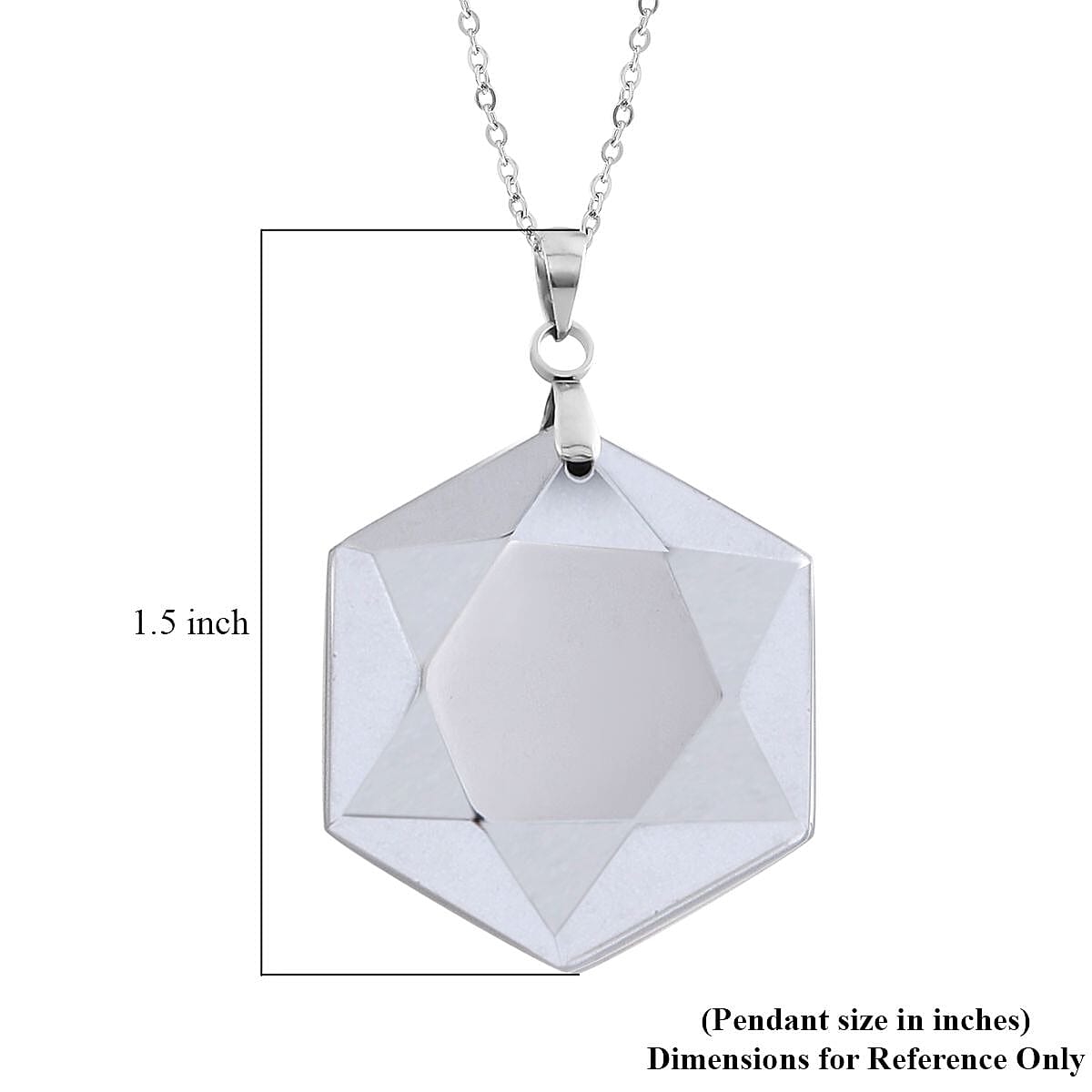 Terahertz Trapezoid Pendant Necklace 20 Inches in Stainless Steel 45.00 ctw image number 5
