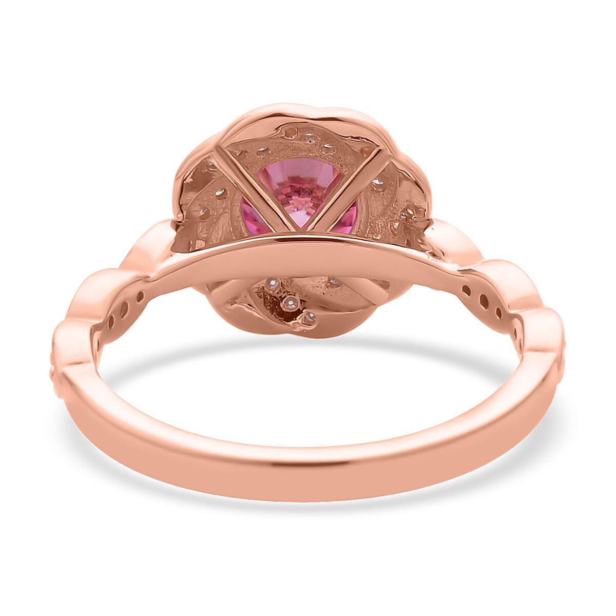 Pink and White Moissanite Bridal Set of 2 Ring in Vermeil Rose Gold Over Sterling Silver (Size 5) 1.85 ctw