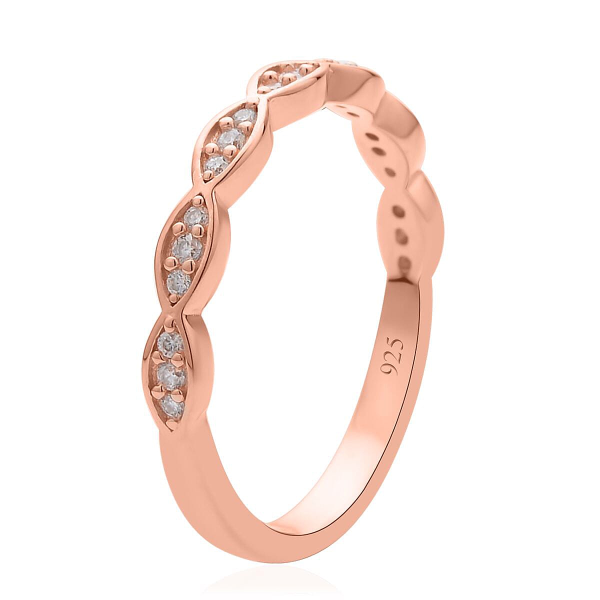Pink and White Moissanite Bridal Set of 2 Ring in Vermeil Rose Gold Over Sterling Silver (Size 5) 1.85 ctw