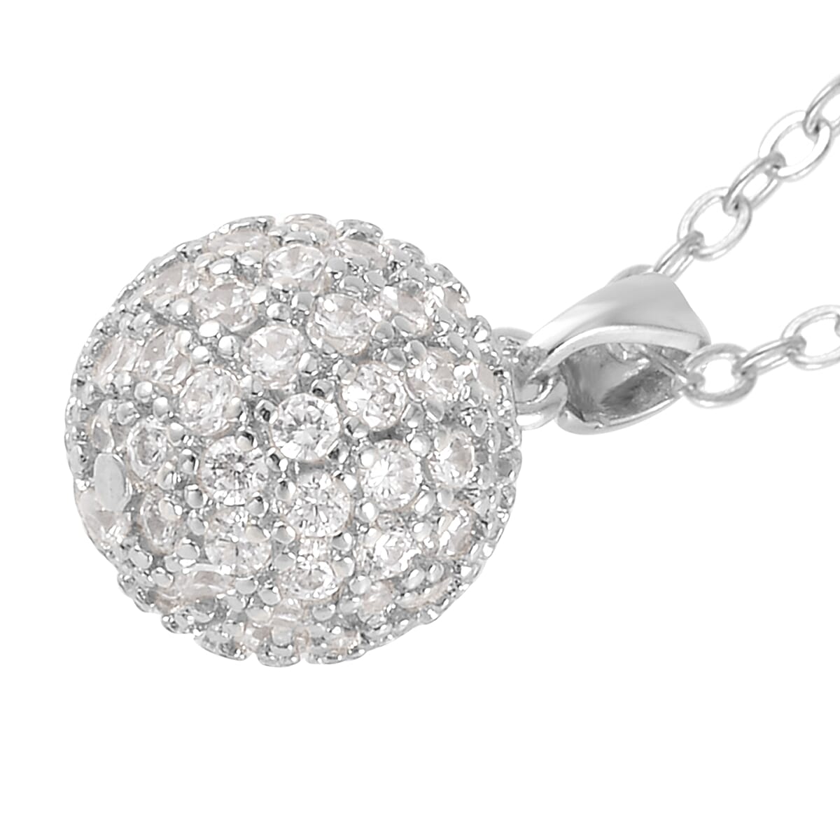 Simulated Diamond Earrings and Pendant Necklace 20-22 Inches in Silvertone 1.20 ctw image number 3