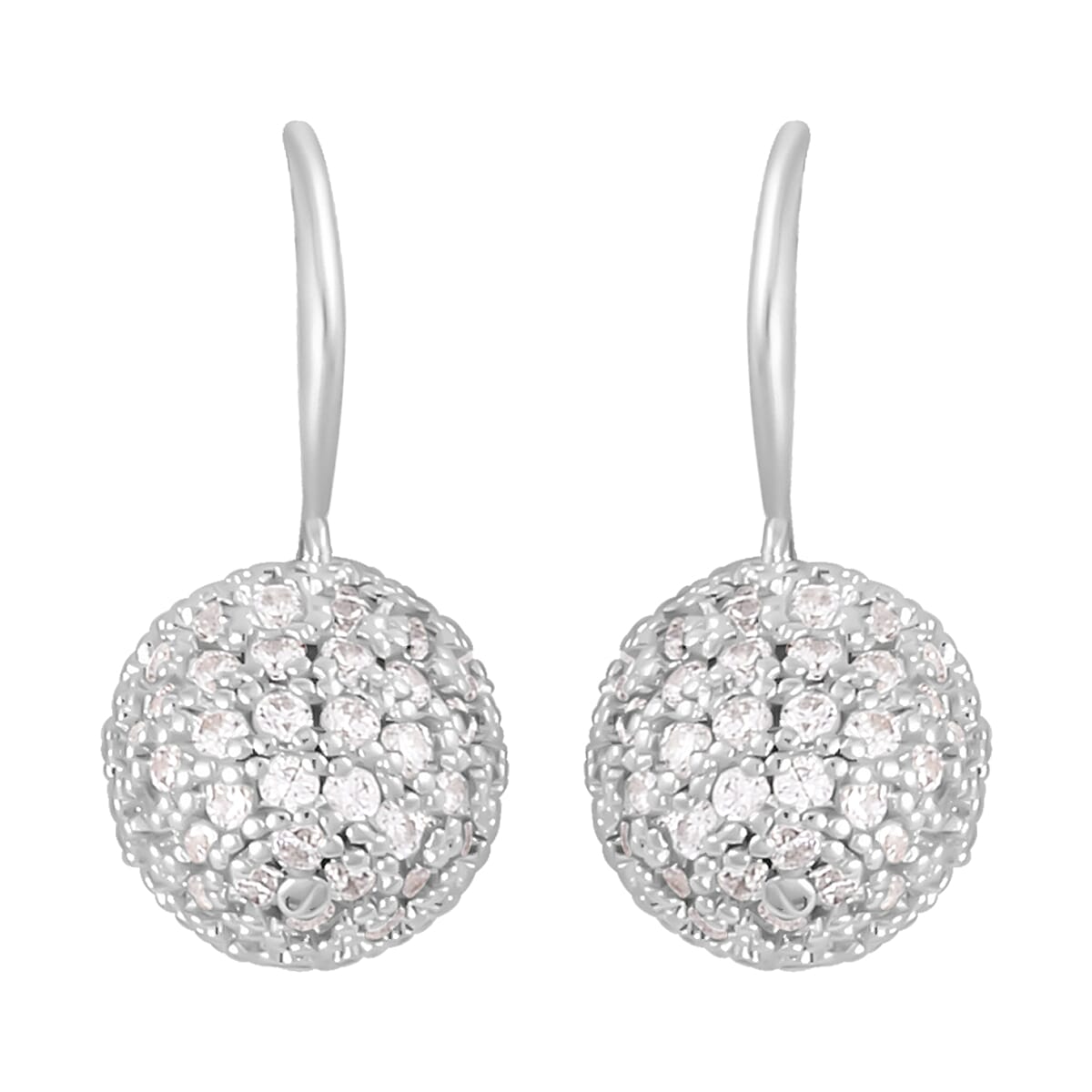 Simulated Diamond Earrings and Pendant Necklace 20-22 Inches in Silvertone 1.20 ctw
