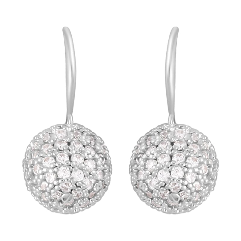 Simulated Diamond Earrings and Pendant Necklace 20-22 Inches in Silvertone 1.20 ctw