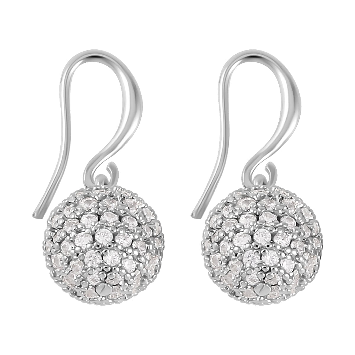Simulated Diamond Earrings and Pendant Necklace 20-22 Inches in Silvertone 1.20 ctw