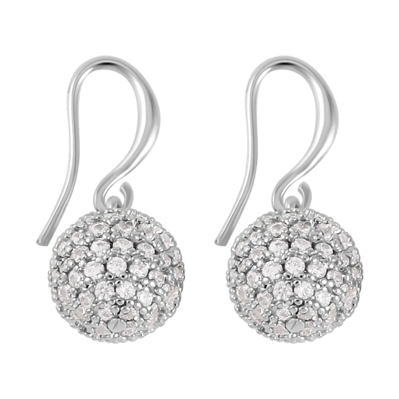 Simulated Diamond Earrings and Pendant Necklace 20-22 Inches in Silvertone 1.20 ctw