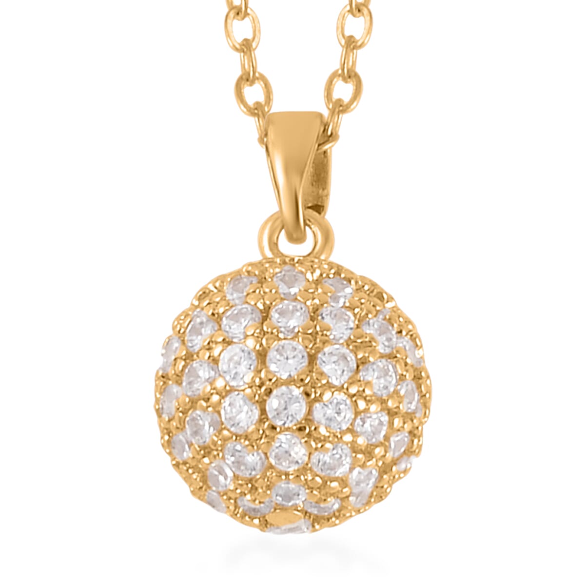 Simulated Diamond Earrings and Pendant Necklace 20-22 Inches in Goldtone 1.20 ctw image number 2