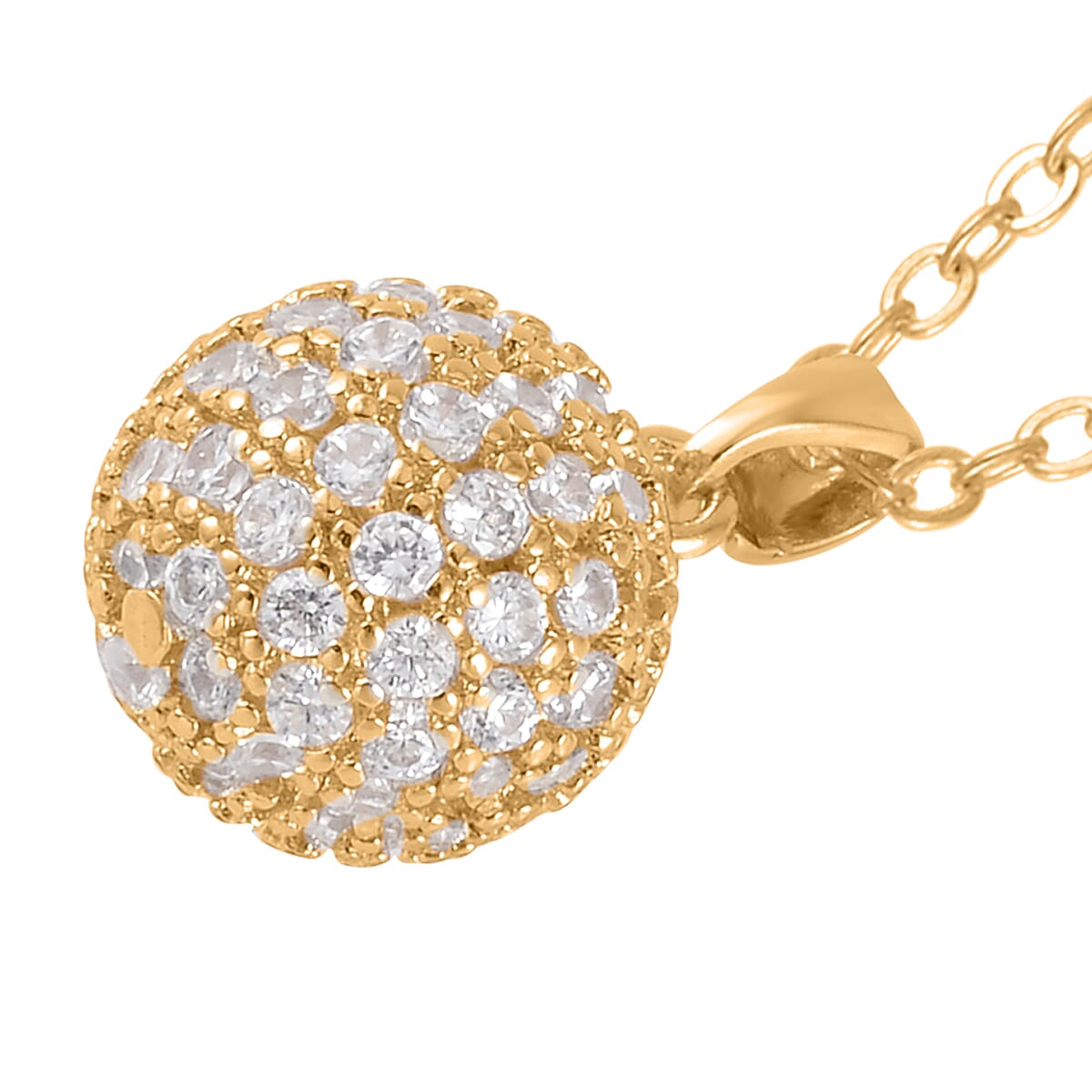 Simulated Diamond Earrings and Pendant Necklace 20-22 Inches in Goldtone 1.20 ctw image number 3