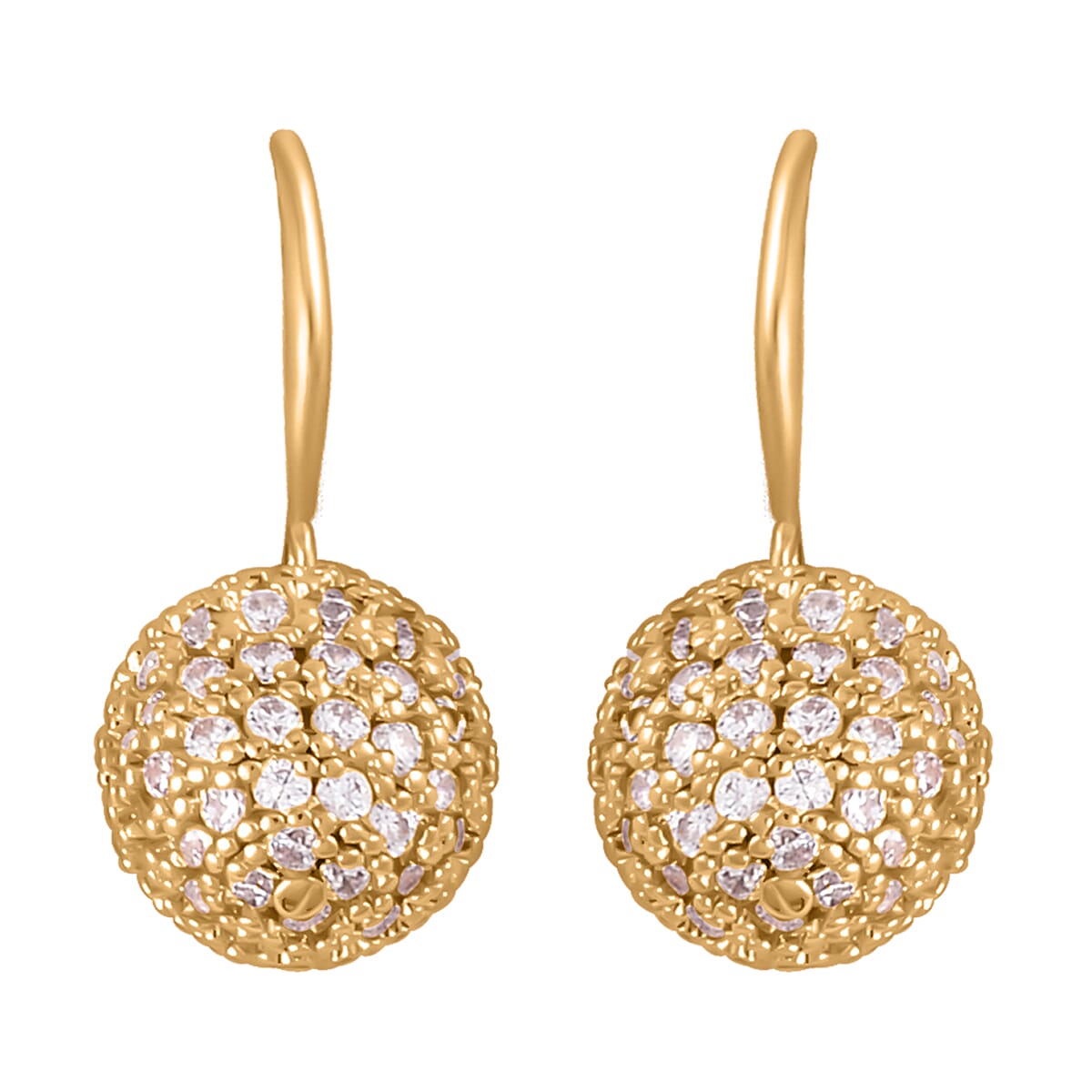 Simulated Diamond Earrings and Pendant Necklace 20-22 Inches in Goldtone 1.20 ctw image number 4