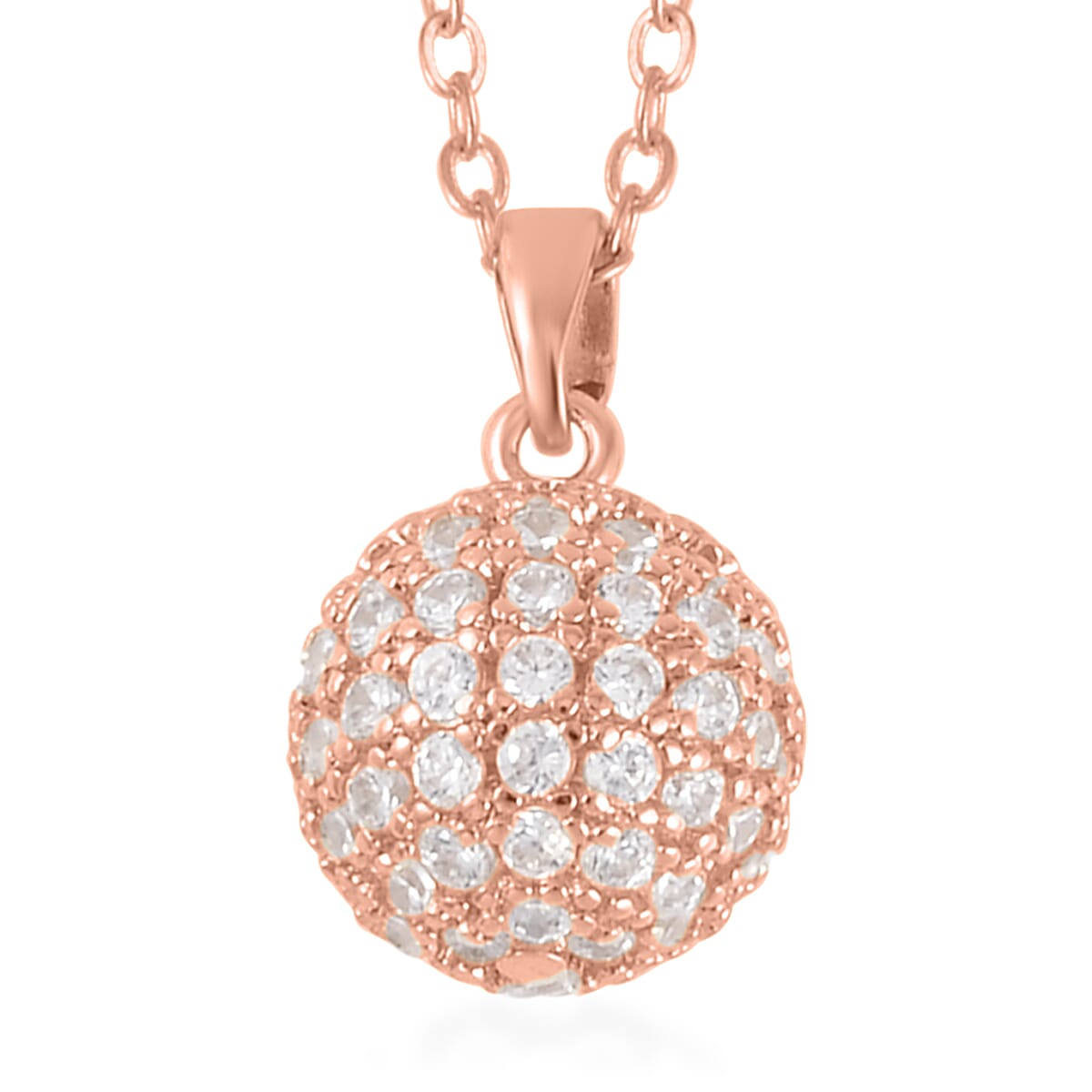 Simulated Diamond Earrings and Pendant Necklace 20-22 Inches in Rosetone 1.20 ctw image number 2