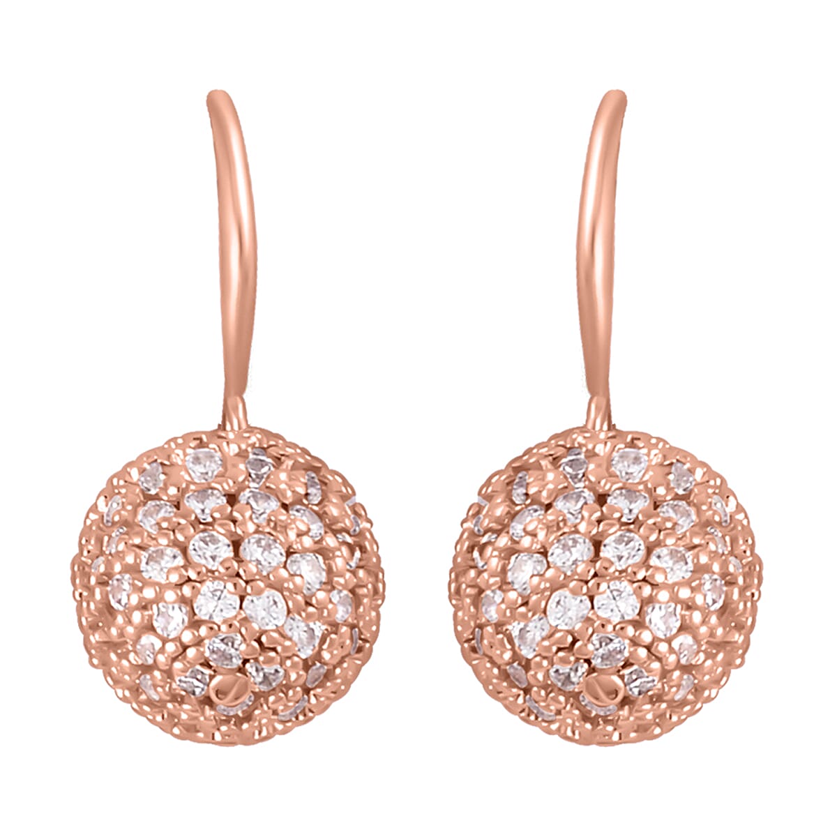 Simulated Diamond Earrings and Pendant Necklace 20-22 Inches in Rosetone 1.20 ctw image number 4