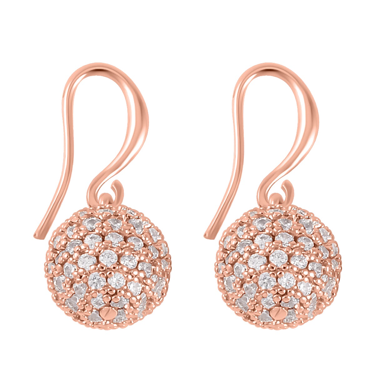 Simulated Diamond Earrings and Pendant Necklace 20-22 Inches in Rosetone 1.20 ctw image number 5