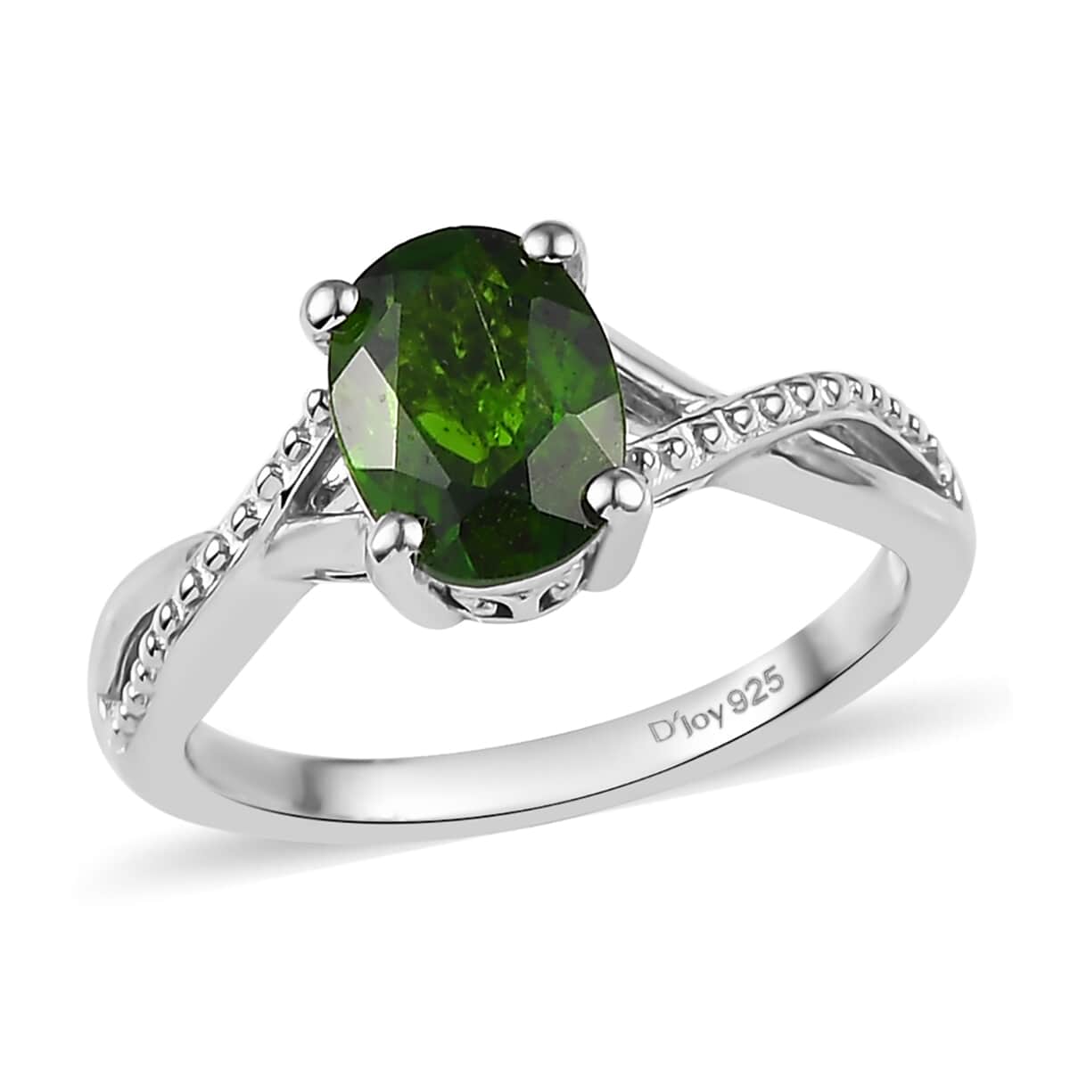 Natural Chrome Diopside Solitaire Ring Size 10 and Pendant Necklace 20 Inches in Platinum Over Sterling Silver 2.40 ctw image number 3