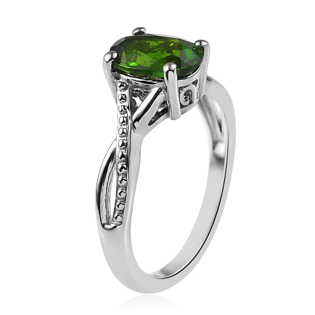 Natural Chrome Diopside Solitaire Ring Size 10 and Pendant Necklace 20 Inches in Platinum Over Sterling Silver 2.40 ctw image number 4