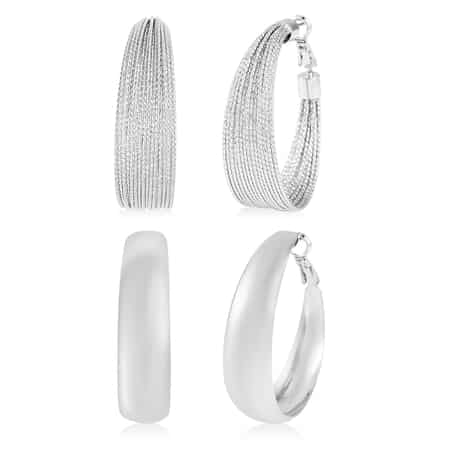 Set of 2 Hoop Earrings in Silvertone image number 0