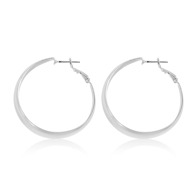 Set of 2 Hoop Earrings in Silvertone