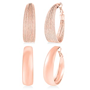 Set of 2 Hoop Earrings in Rosetone