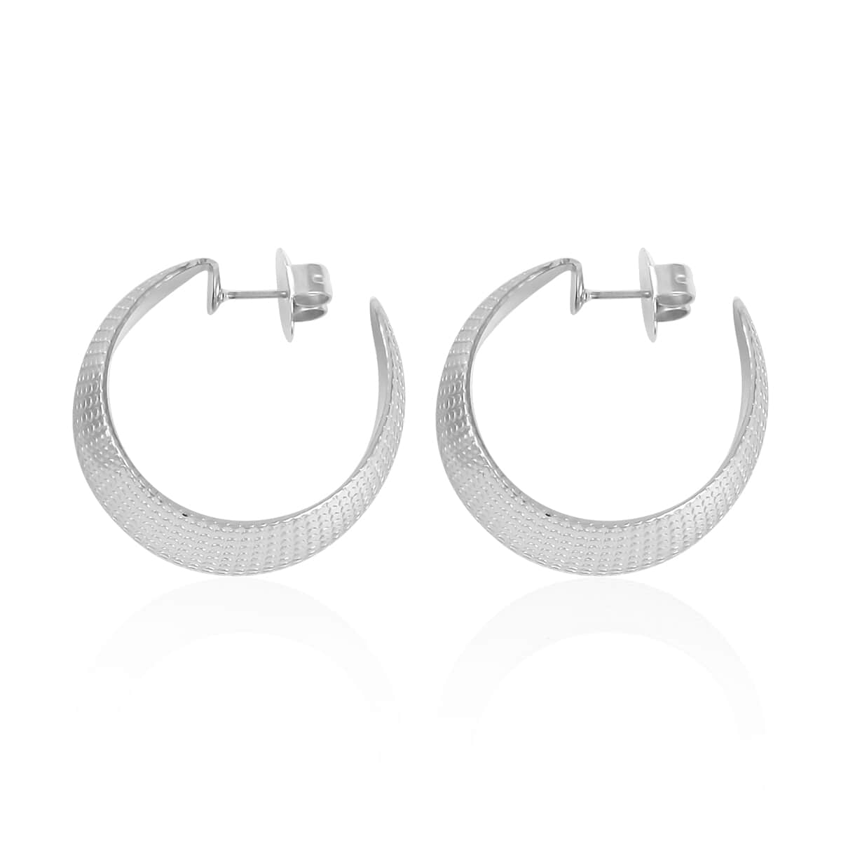 Set of 2 Huggie Earrings in Silvertone image number 6