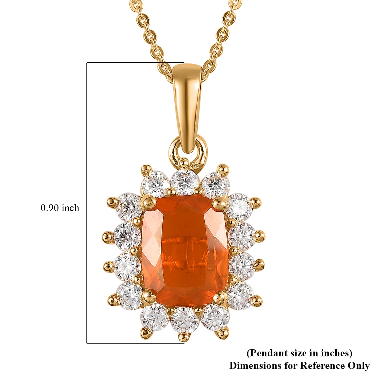 Premium Brazilian Fire Opal and Moissanite Sunburst Pendant Necklace 20 Inches in Vermeil Yellow Gold Over Sterling Silver 2.10 ctw image number 6