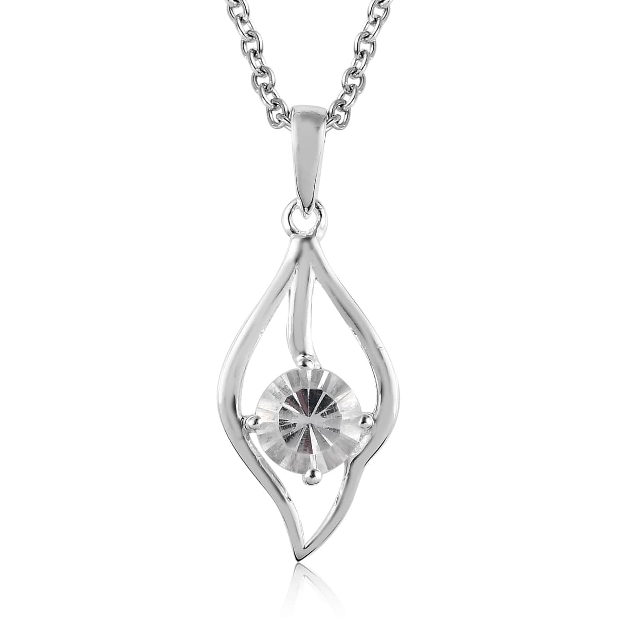 Brazilian Petalite Solitaire Pendant in Sterling Silver with Stainless Steel Necklace 20 Inches 0.75 ctw image number 0