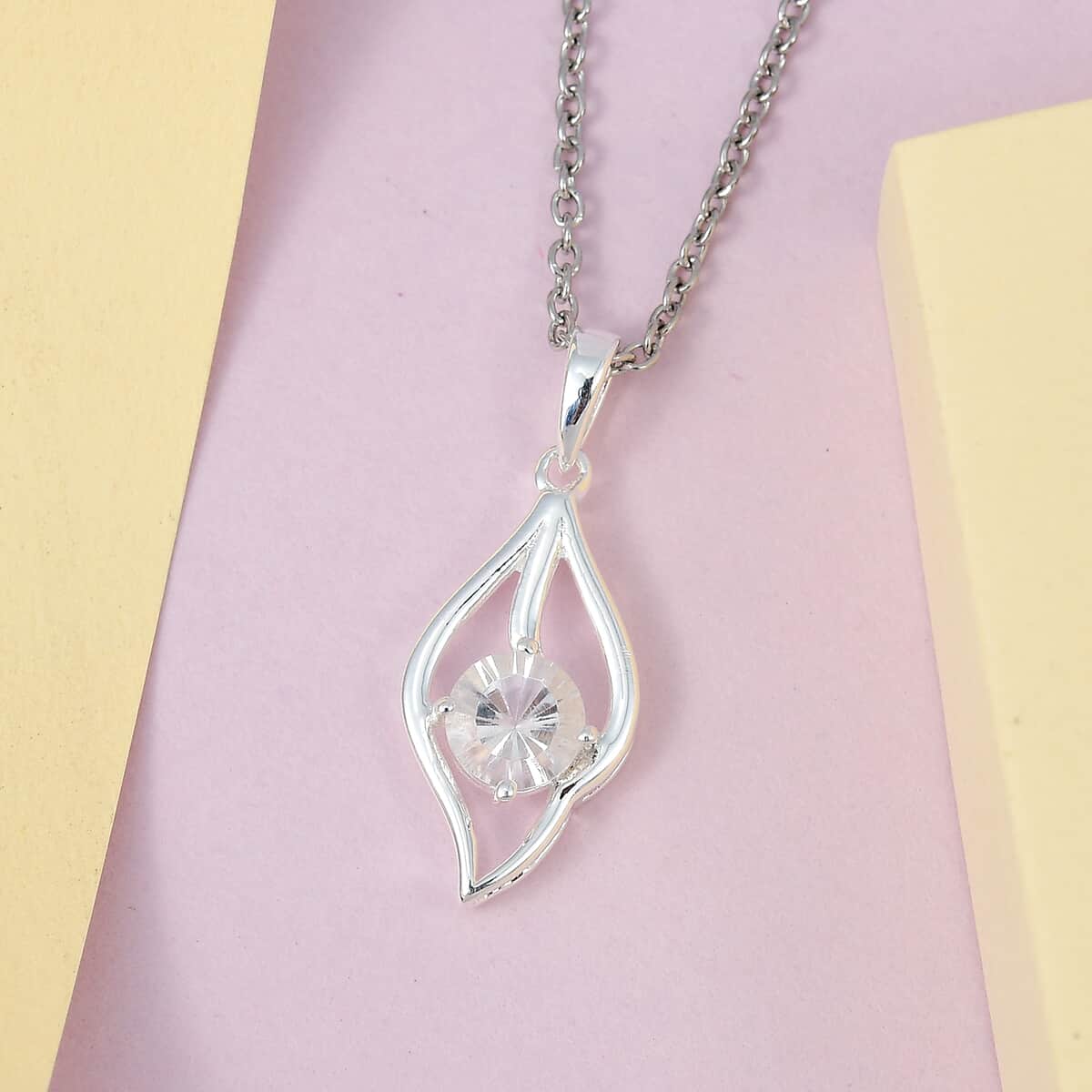 Brazilian Petalite Solitaire Pendant in Sterling Silver with Stainless Steel Necklace 20 Inches 0.75 ctw image number 1