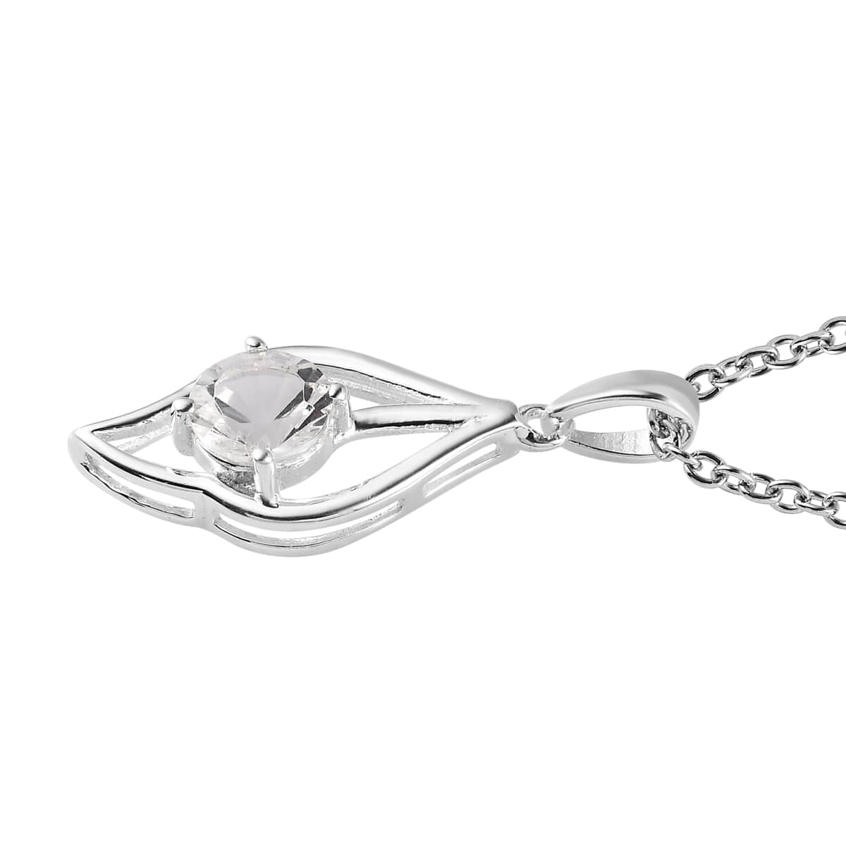 Brazilian Petalite Solitaire Pendant in Sterling Silver with Stainless Steel Necklace 20 Inches 0.75 ctw image number 3