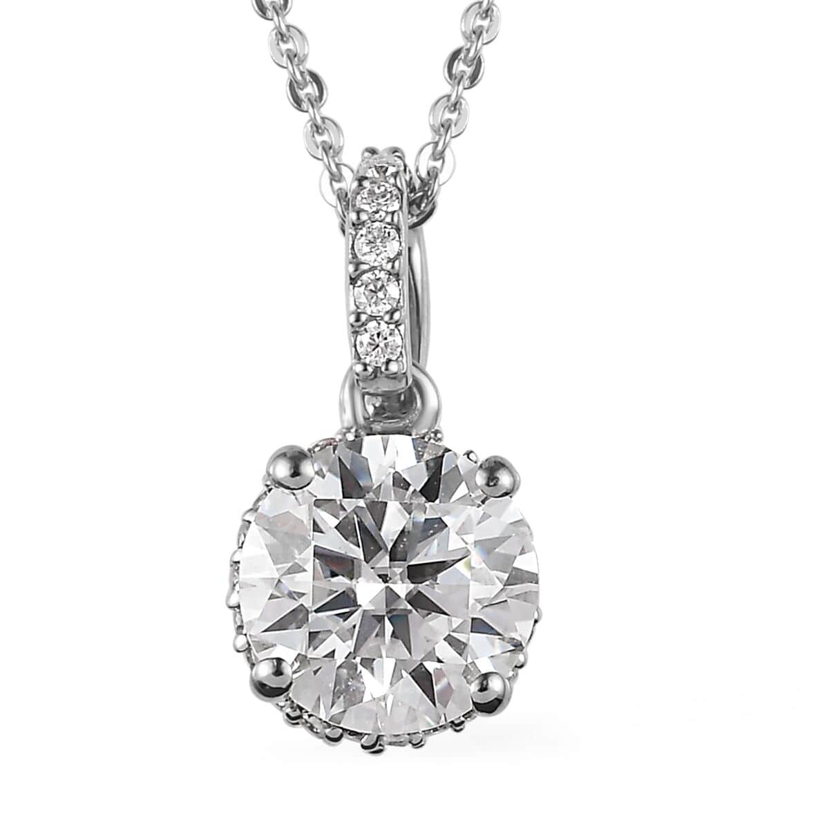 Mother’s Day Gift Moissanite Pendant Necklace, Heart And Arrow Cut Moissanite Pendant Necklace, Sterling Silver Pendant Necklace, 20 Inches Necklace 2.20 ctw image number 0