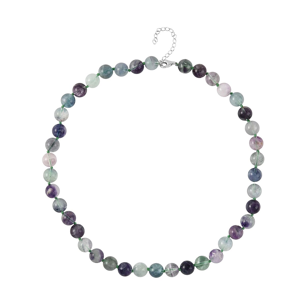 Multi Fluorite Beaded Earrings, Stretch Bracelet and Necklace 18-20 Inches in Sterling Silver 551.50 ctw image number 2