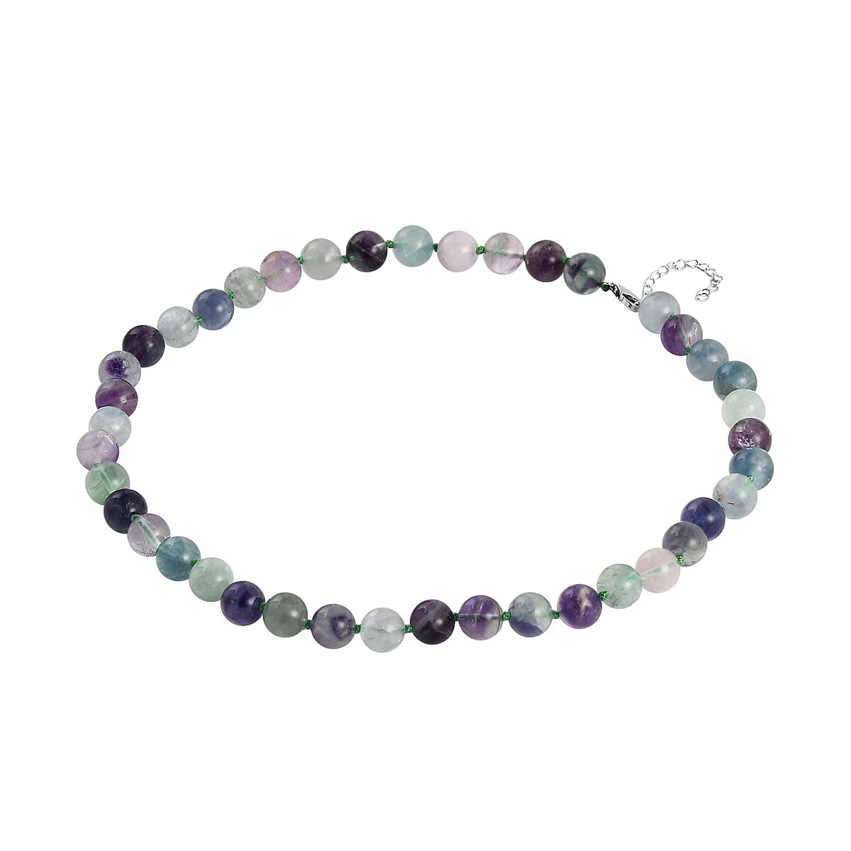 Multi Fluorite Beaded Earrings, Stretch Bracelet and Necklace 18-20 Inches in Sterling Silver 551.50 ctw image number 3