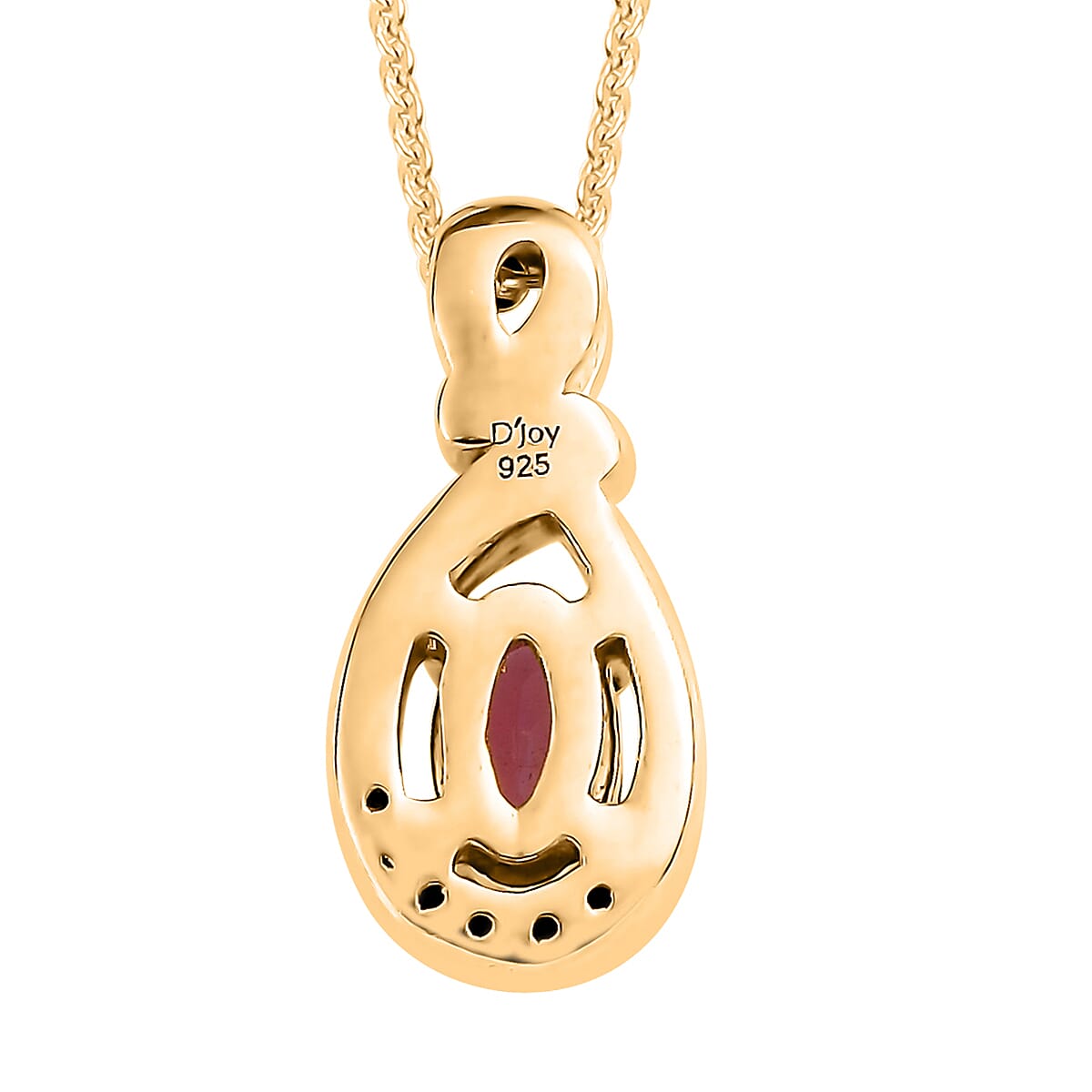 Premium Ouro Fino Rubellite and White Zircon Pendant Necklace 20 Inches in Vermeil Yellow Gold Over Sterling Silver 0.30 ctw