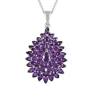 Premium African Amethyst 8.85 ctw Pendant Necklace in Rhodium Over Sterling Silver 18 Inches 