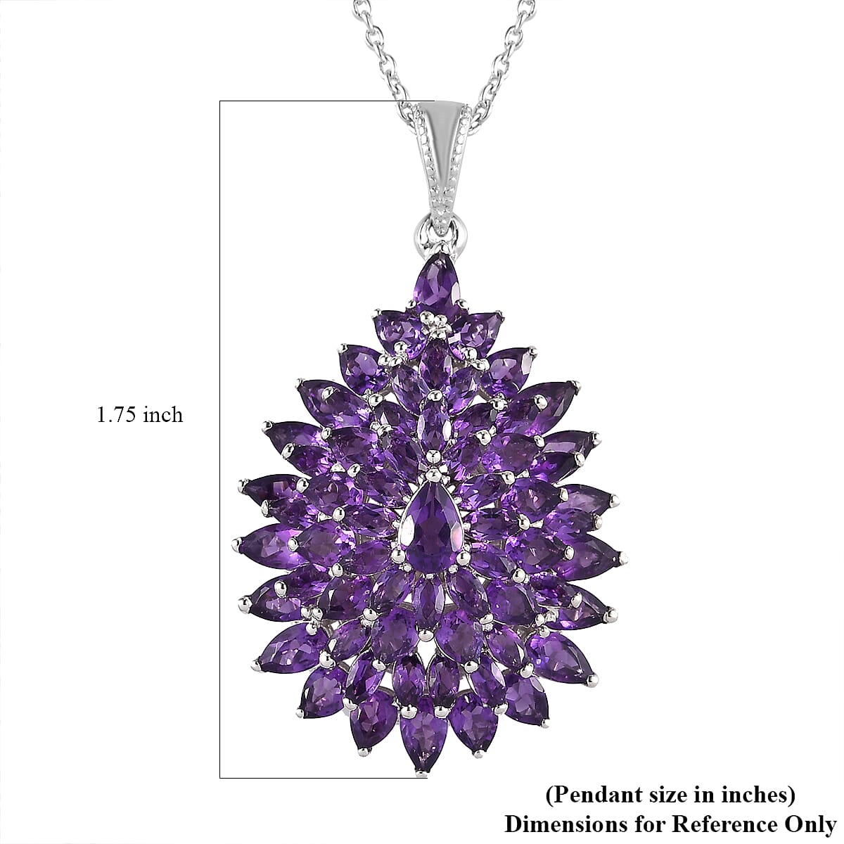 Premium African Amethyst 8.85 ctw Pendant Necklace in Rhodium Over Sterling Silver 18 Inches  image number 4
