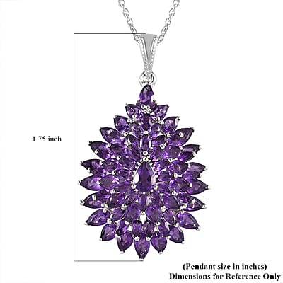 Premium African Amethyst 8.85 ctw Pendant Necklace in Rhodium Over Sterling Silver 18 Inches