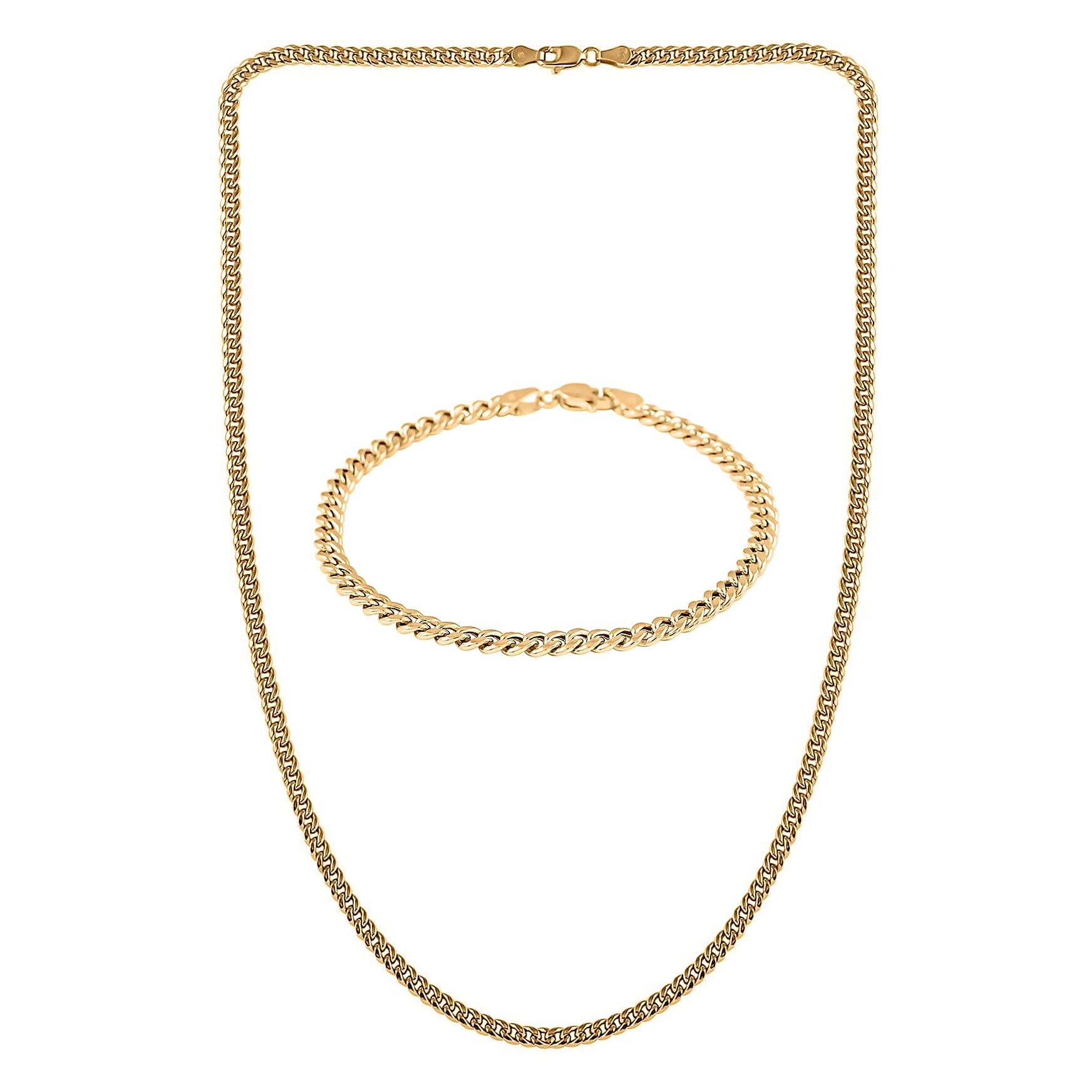 10K Yellow Gold 3.75 mm Miami Cuban Chain Bracelet (8.0In) and Necklace 20 Inches 9.50 Grams
