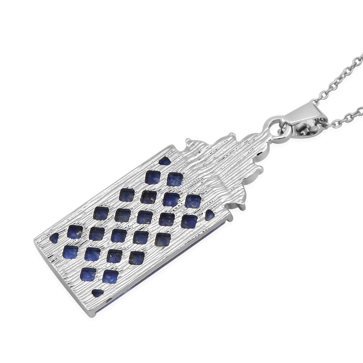 Lapis Lazuli, Austrian Crystal Pendant Necklace (20 Inches) in Silvertone and Stainless Steel 40.00 ctw image number 1