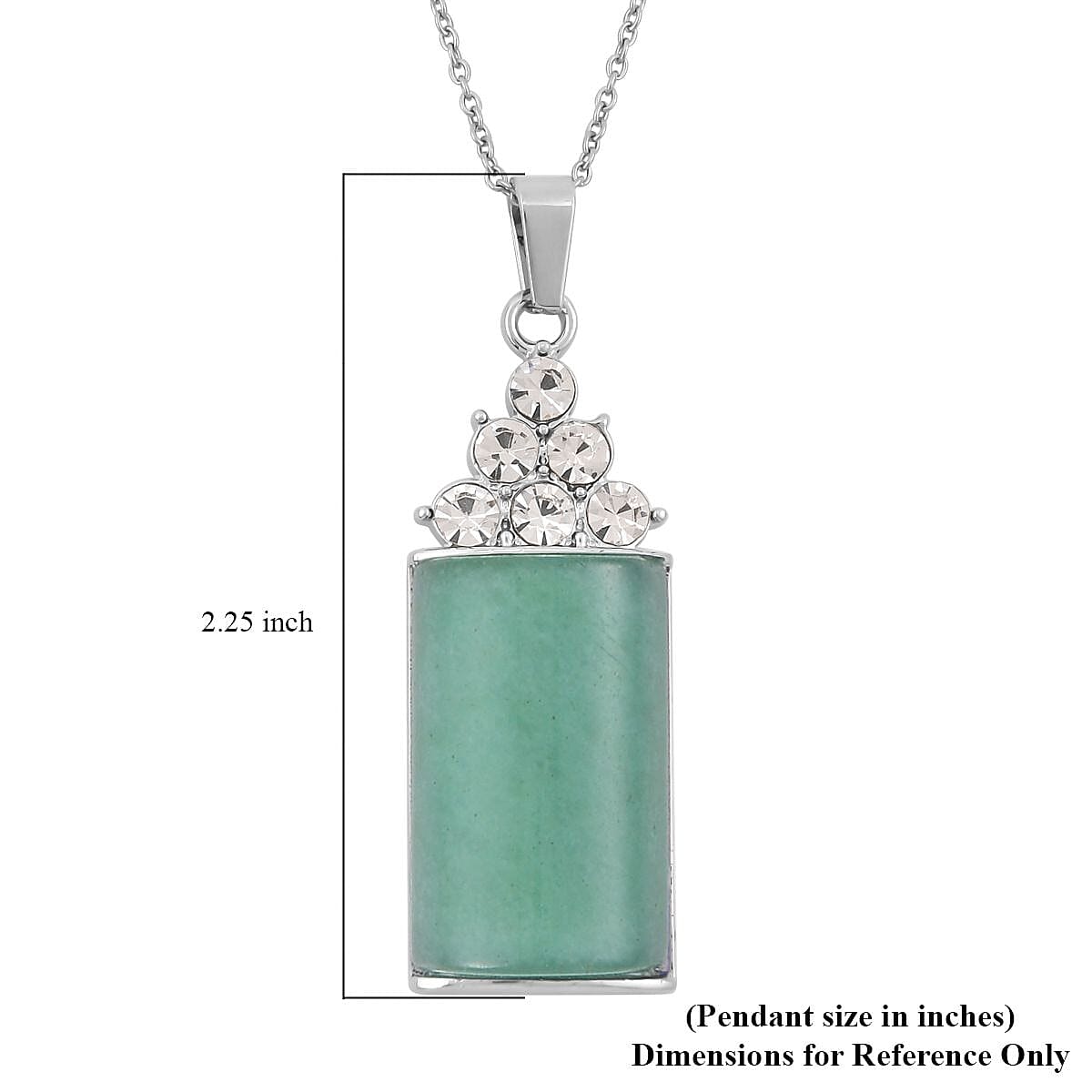Green Aventurine, Austrian Crystal Pendant Necklace (20 Inches) in Silvertone and Stainless Steel 40.00 ctw , Tarnish-Free, Waterproof, Sweat Proof Jewelry image number 5