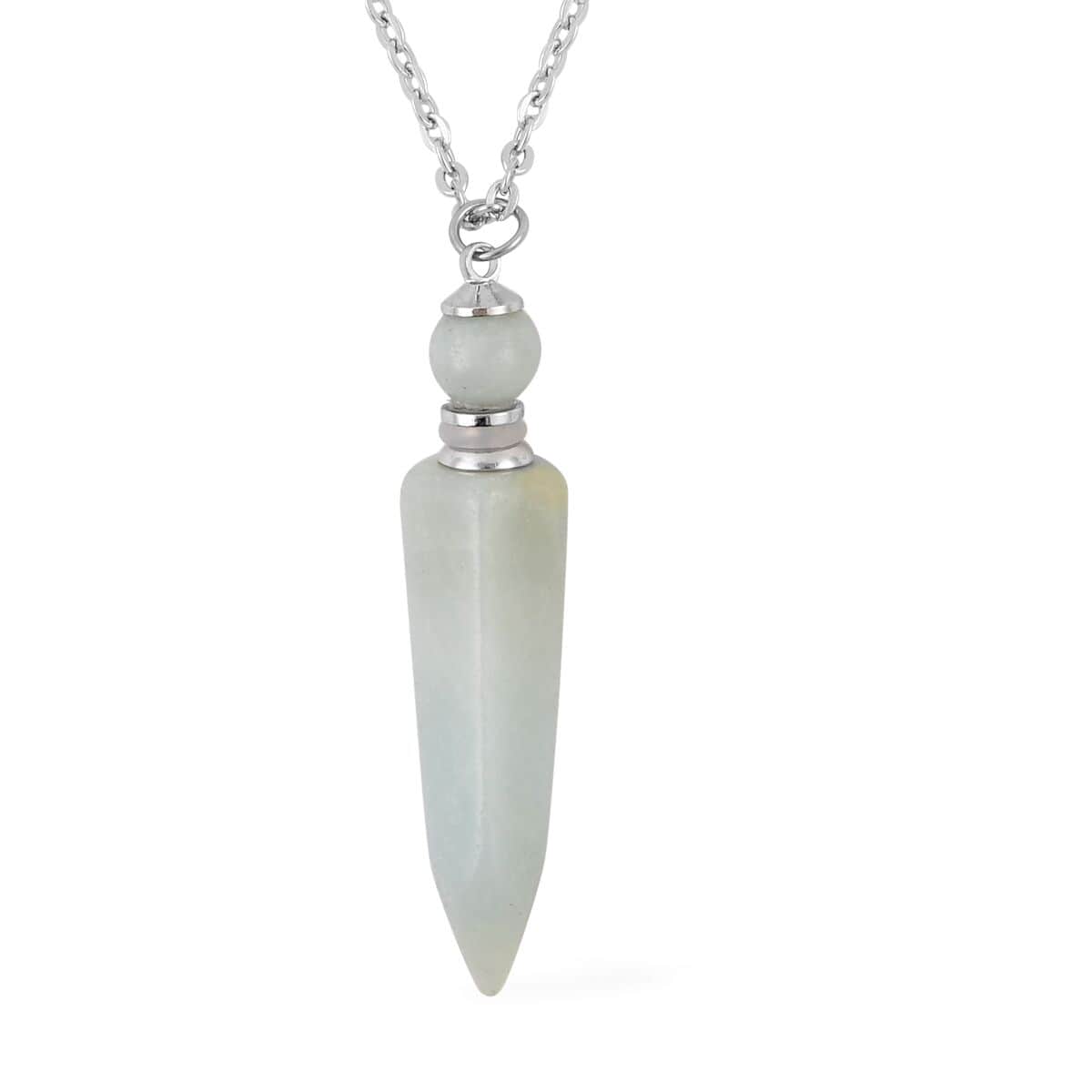 Amazonite 37.00 ctw Perfume Bottle Pendant Necklace in Silvertone 24 Inches image number 0
