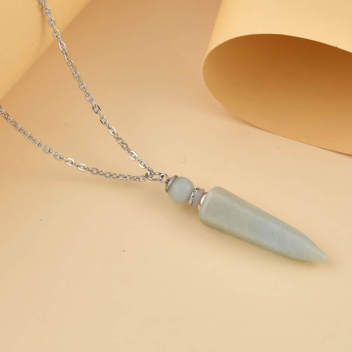 Amazonite 37.00 ctw Perfume Bottle Pendant Necklace in Silvertone 24 Inches image number 1
