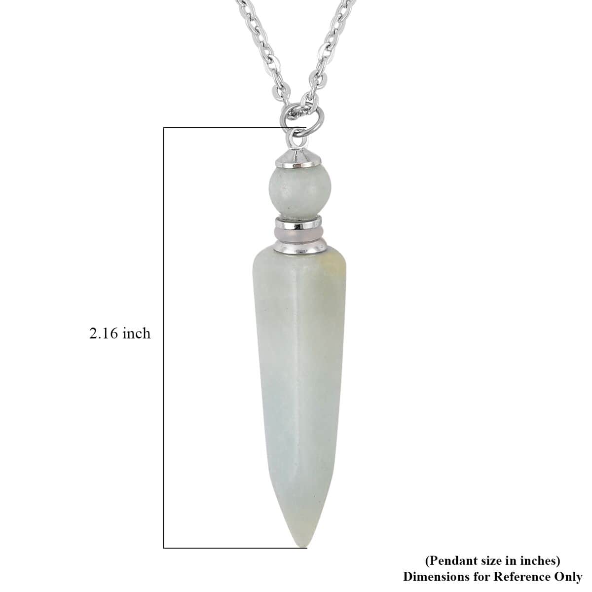 Amazonite 37.00 ctw Perfume Bottle Pendant Necklace in Silvertone 24 Inches image number 5