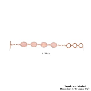 Galilea Rose Quartz and White Austrian Crystal Bracelet (6.50-8.0In) and Earrings in Rosetone 56.00 ctw