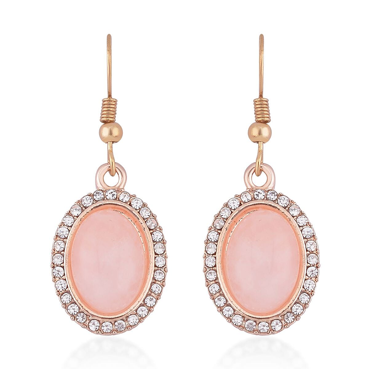 Galilea Rose Quartz and White Austrian Crystal Bracelet (6.50-8.0In) and Earrings in Rosetone 56.00 ctw image number 4