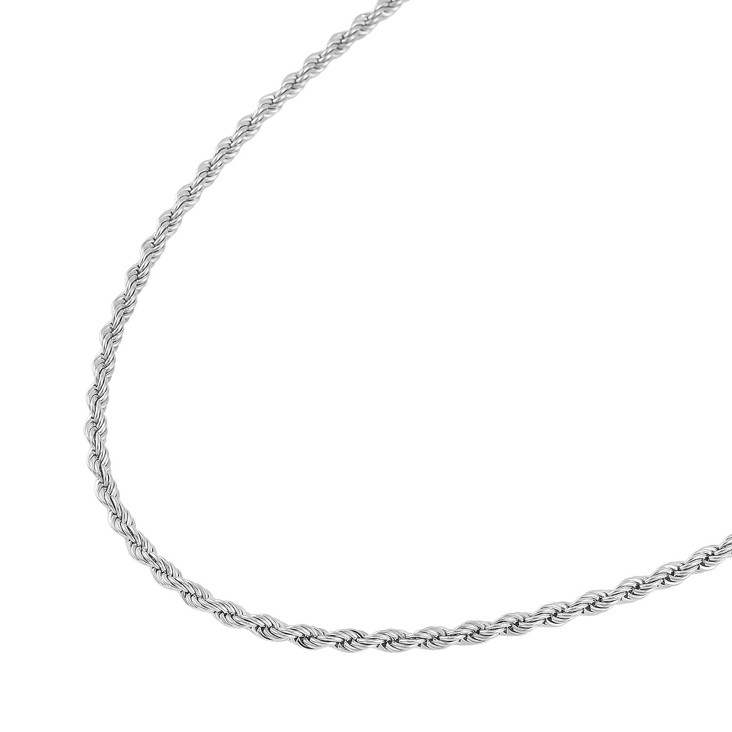 Set of 3 Rope Chain Bracelet (7.5In), Hoop Earrings and Necklace 20 Inches in Stainless Steel