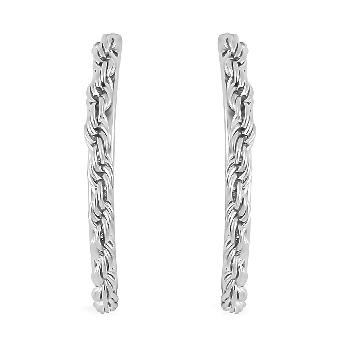 Set of 3 Rope Chain Bracelet (7.5In), Hoop Earrings and Necklace 20 Inches in Stainless Steel