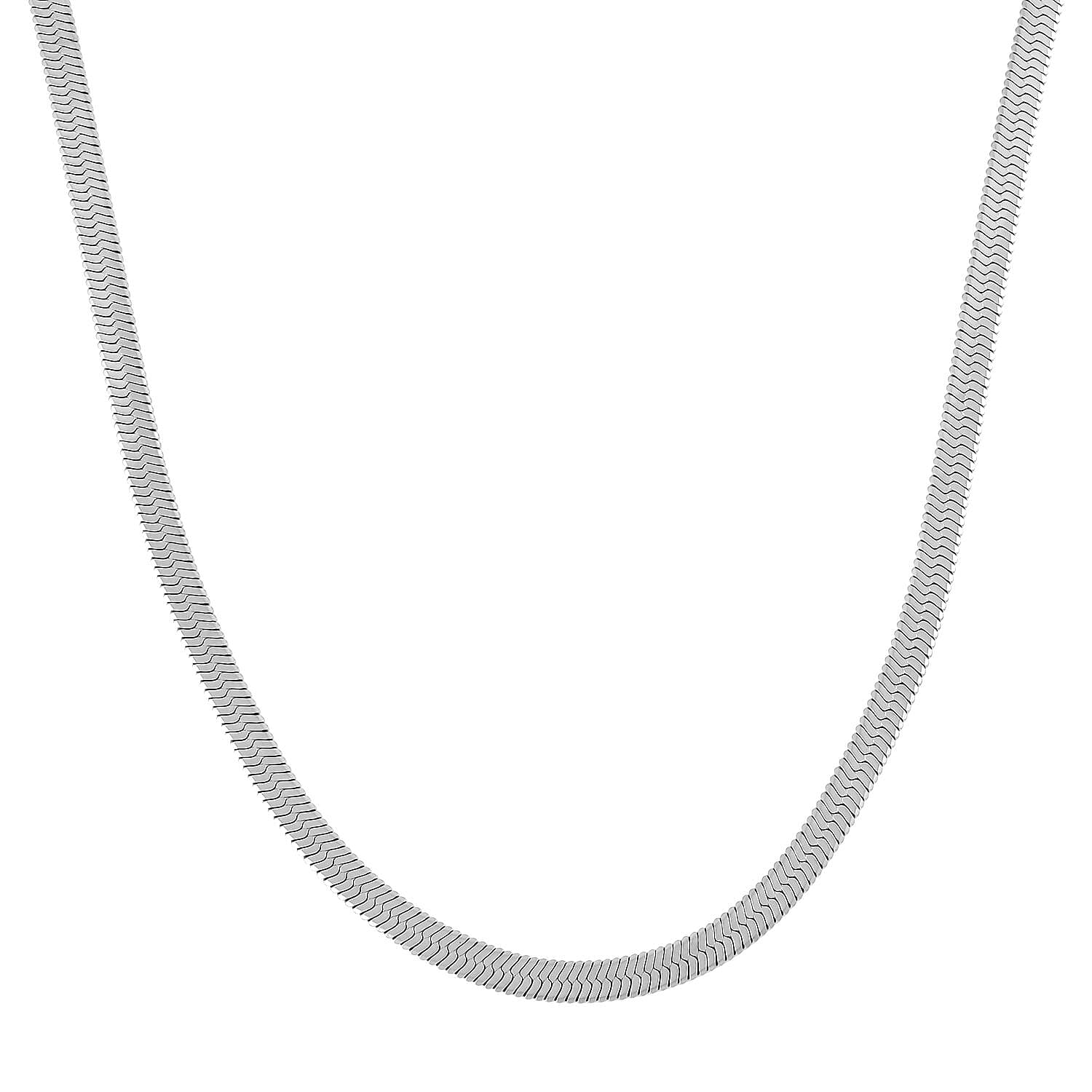 Set of 3 Herringbone Chain Bracelet (7.5In), Hoop Earrings and Necklace 20 Inches in Stainless Steel