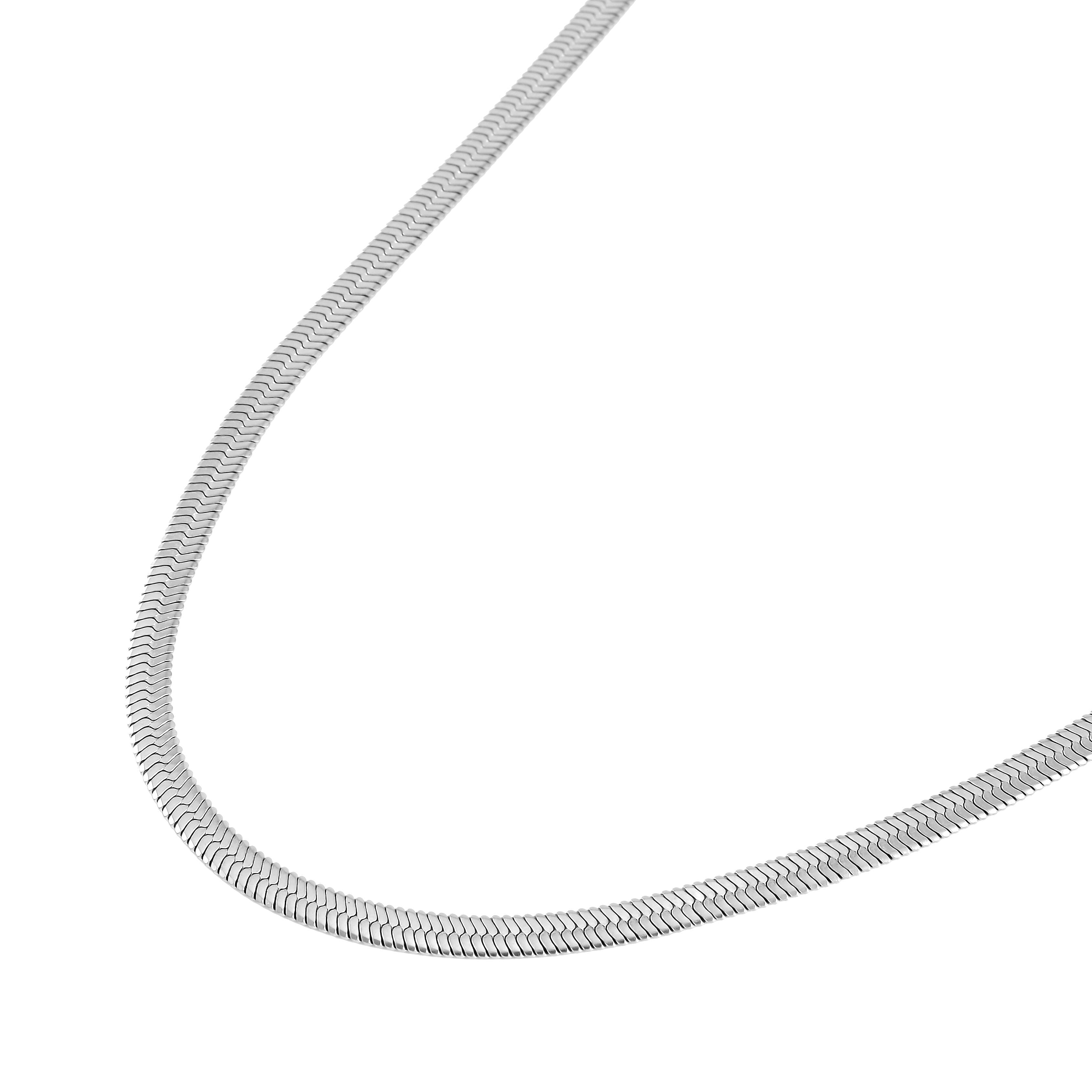 Set of 3 Herringbone Chain Bracelet (7.5In), Hoop Earrings and Necklace 20 Inches in Stainless Steel